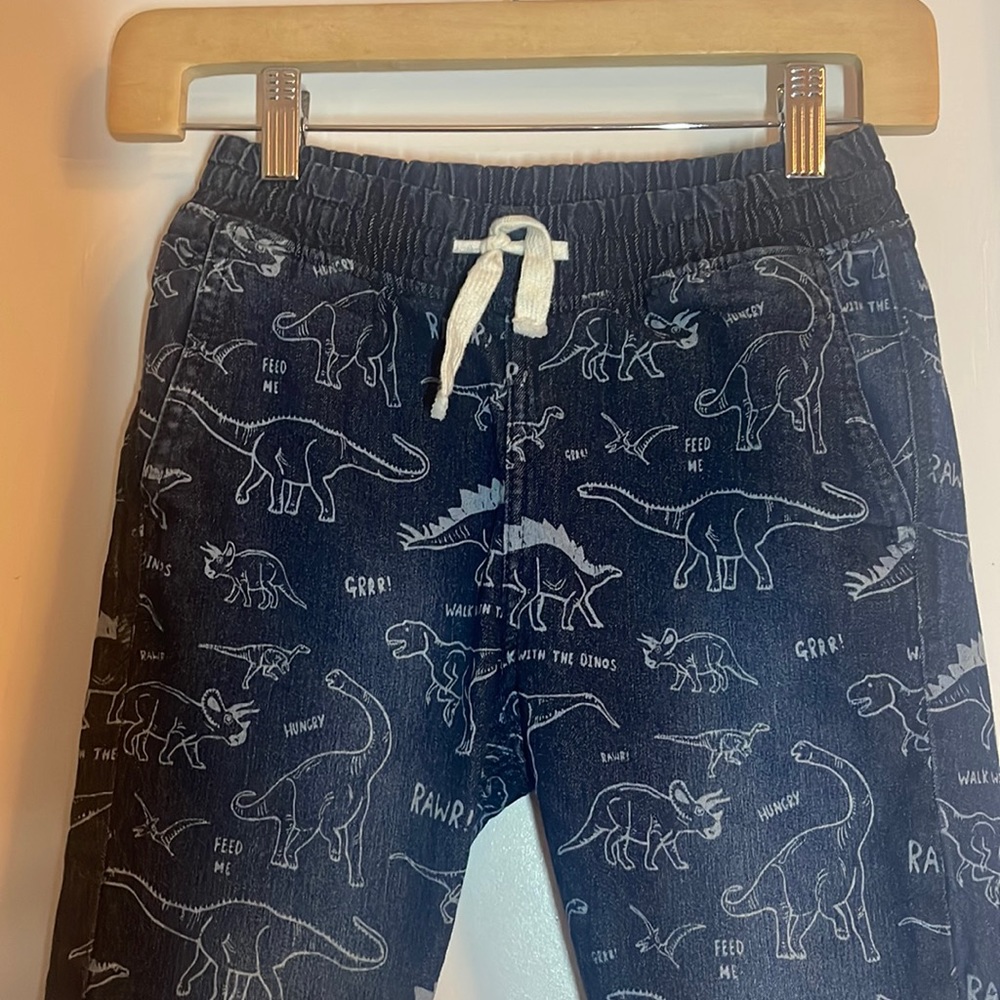 Denim Jogger Dinosaur washed print